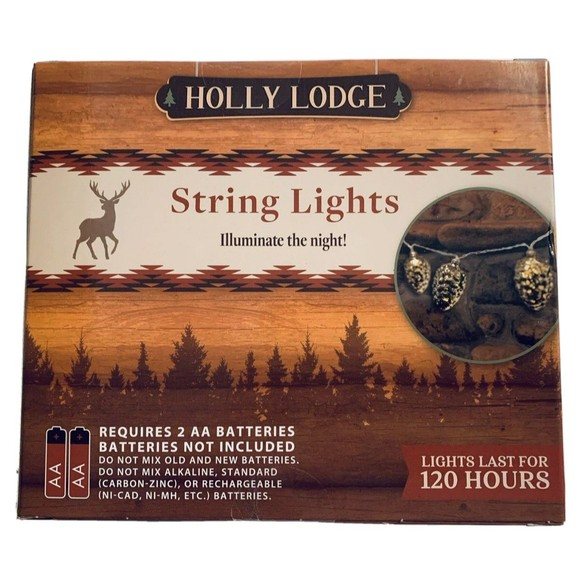 Pine Cone String Lights Christmas Mantle Camper Lodge Farmhouse 6 Battery Oper - Picture 5 of 9